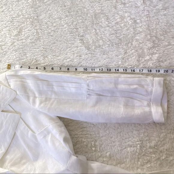 ZARA White 100%  Linen Belted Summer Jacket Small - Picture 11 of 15